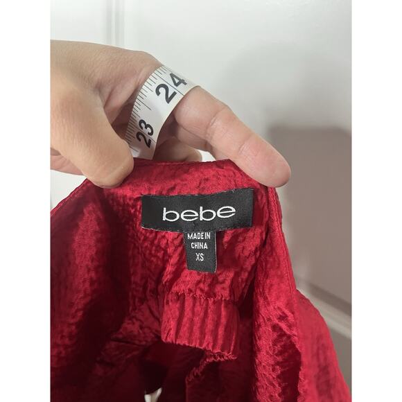 Bebe Textured Y2K Rockabilly Halter Top Blouse 100% Silk Size Small Club Wear - Picture 6 of 6